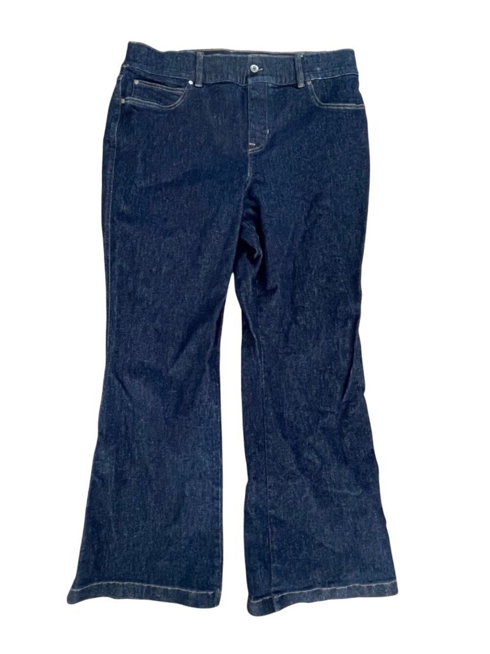 Spanx Womens Dark Wash Flared Jeans 2X High Rise Stretch Denim Casual Pants